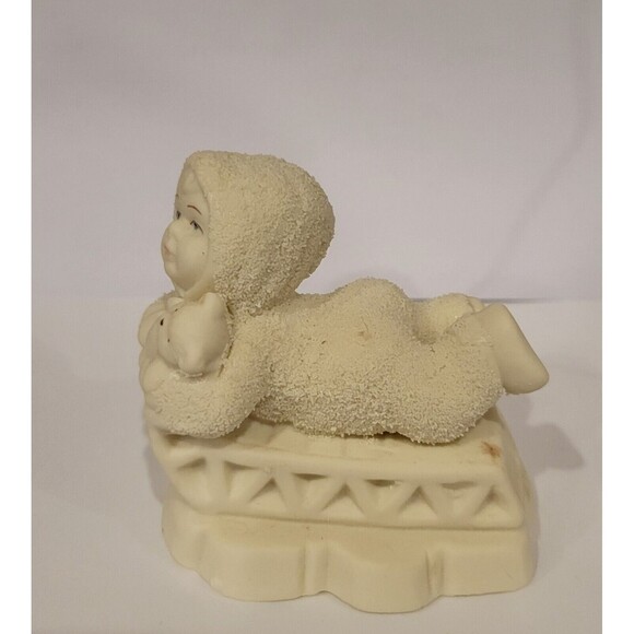 Porcelain Baby on Sled with Teddy Bear Figure Snowbabies ? - Picture 5 of 6